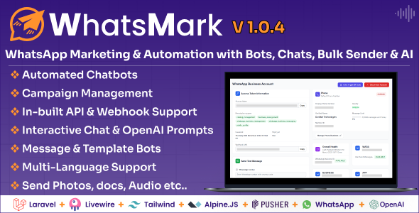 **WhatsMark - WhatsApp Marketing and Automation Platform with Bots, Chats, Bulk Sender, AI**