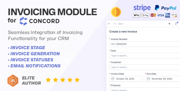 **Invoicing Module for Concord CRM - Empower your deals with invoices**