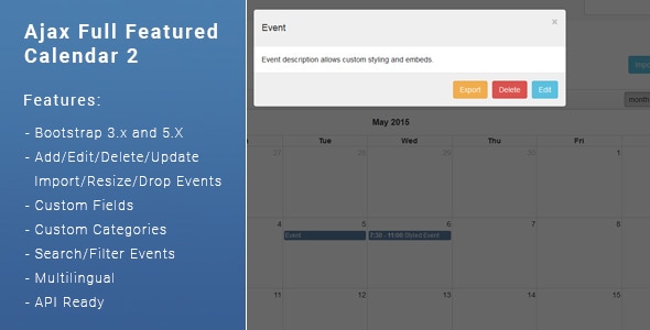 AJAX Full Featured Calendar 2