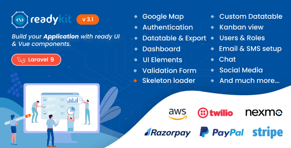 ReadyKit - Admin & User Dashboard Templates with Functionality for Laravel Vue App Development