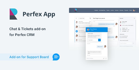 **Perfex CRM Chat & Tickets App for Support Board**