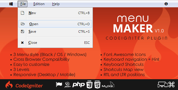 Menu Maker CodeIgniter Plugin