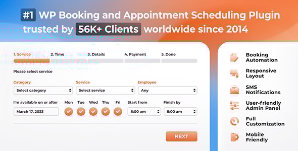 Bookly – Booking Plugin (Responsive Appointment Booking and Scheduling)