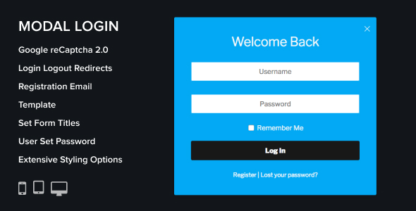 Modal Login, Register & Forgotten WordPress Plugin