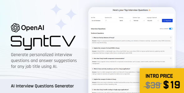 SyntCV – AI Interview Questions Generator