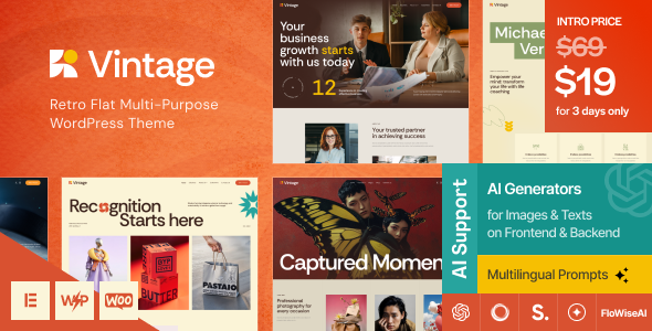 Vintage – Retro Flat Multipurpose WordPress Theme