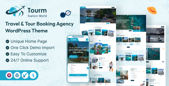 Tourm – Travel & Tour Booking Agency WordPress Theme