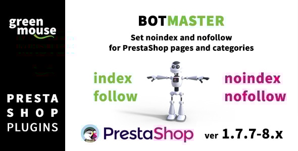 BotMaster – Set NoIndex and NoFollow for PrestaShop Pages and Categories