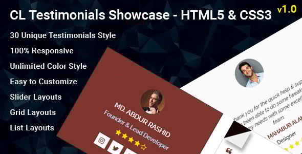 CL Testimonial HTML Testimonial Showcase