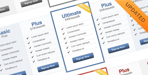 Basic Clean Pricing Tables