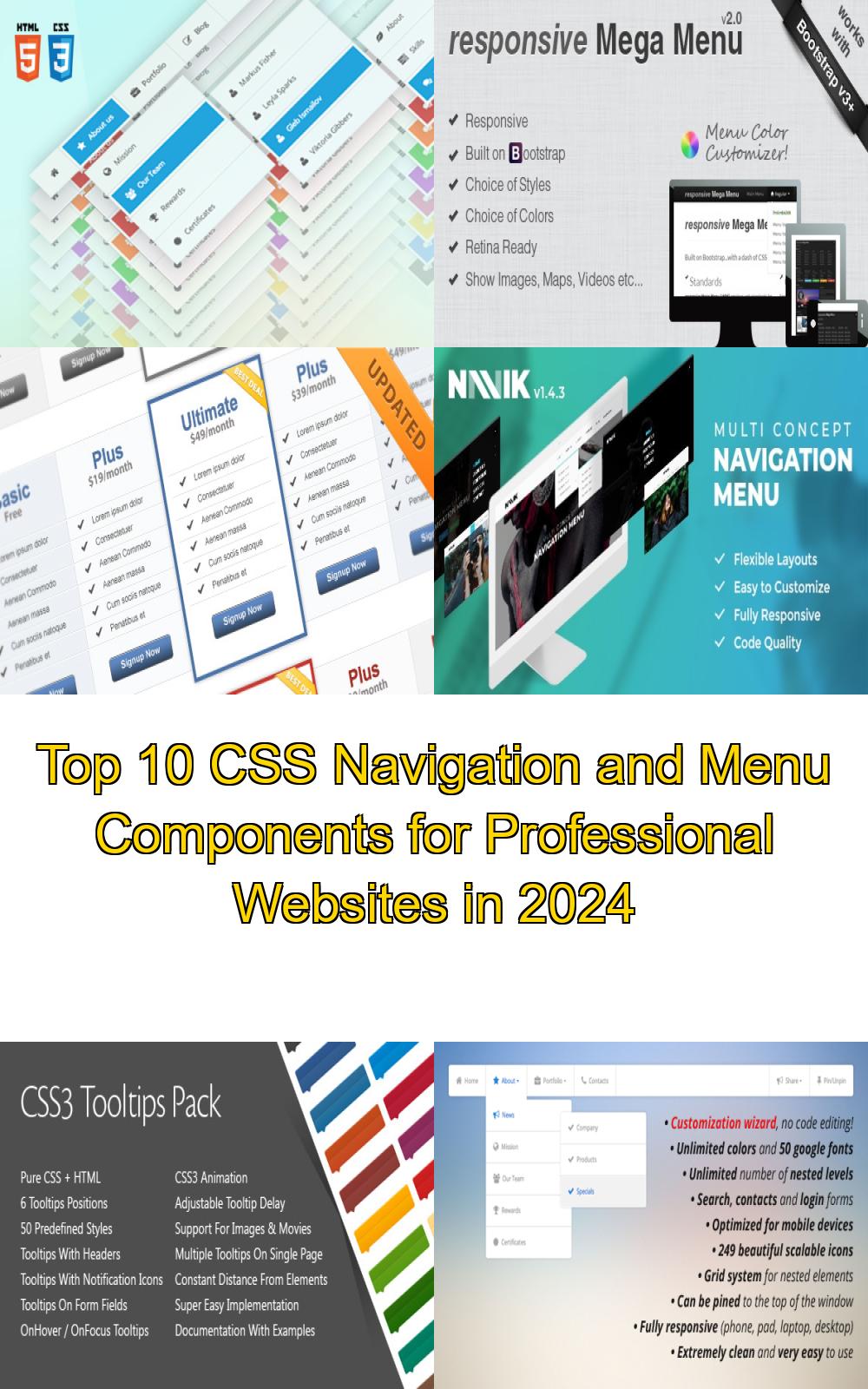 Top 10 CSS Navigation and Menu Components for Professional Websites in 2024