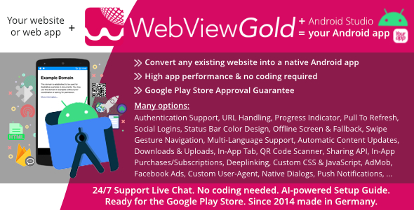 **Android WebViewGold - URL/HTML to Android App**
