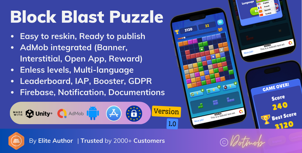 Block Puzzle Pro - Leaderboards & AdMob Ready Unity Template
