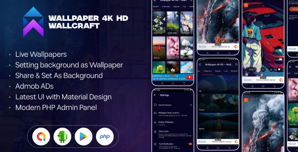 Wallpaper 4K HD Wallcraft Wallpaper App with Admin Panel Live Wallpaper