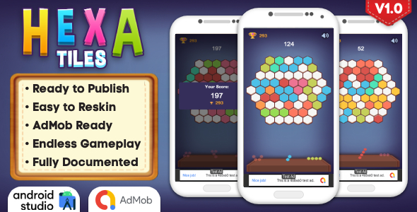 Hexa Tiles Puzzle Game - Android Studio Project