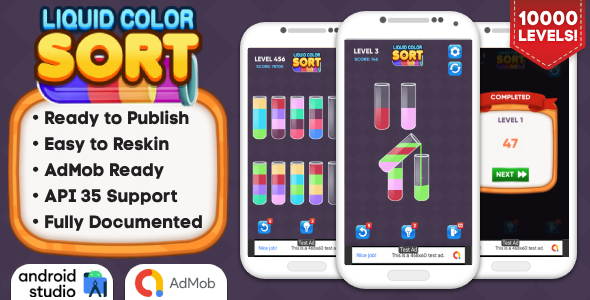 Liquid Color Sort Puzzle Game (Android Studio)