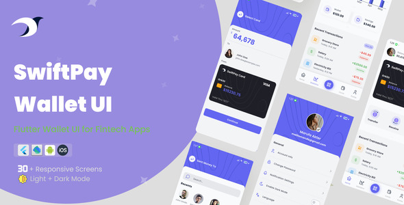SwiftPay Wallet UI: Premium Flutter Fintech App Template