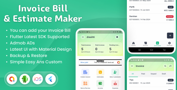 Invoice Bill Generator & Estimate Maker Flutter App