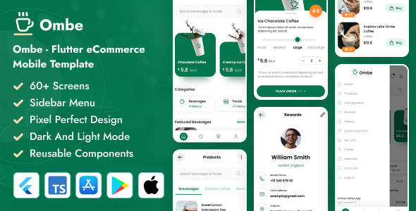 Ombe - Flutter Coffee Shop Mobile Template
