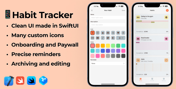 **iOS 17 Swift Habit Tracker App**