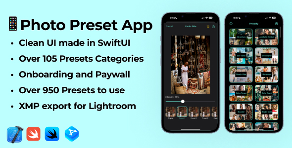 **iOS 17 Swift Photo Editing App with Presets**