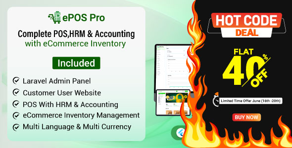 EPOS Pro - POS, HRM & Accounting with E-commerce Solution