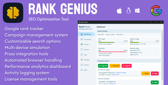 **Rank Genius \- Advanced Google Rank Tracking Automation Tool**