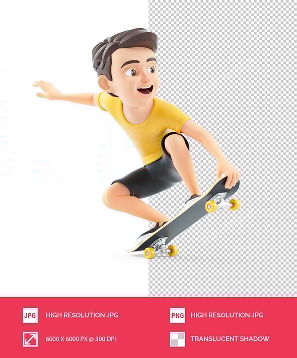 3D Boy Doing Skateboard Trick