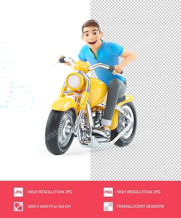 3D Man Riding a Motorcycle