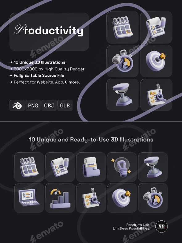 Productivity 3D Icon Pack