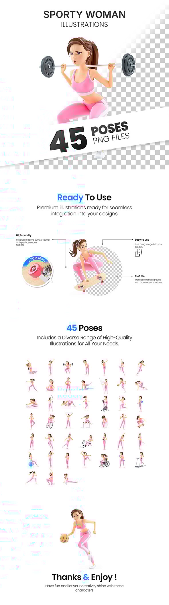 Sporty Woman – Set of 45 Poses