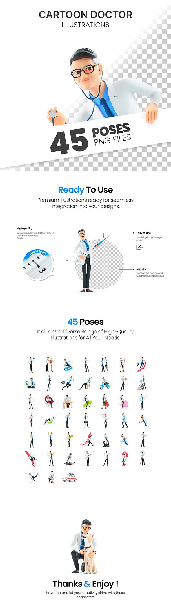 Cartoon Doctor – Set of 45 Poses
