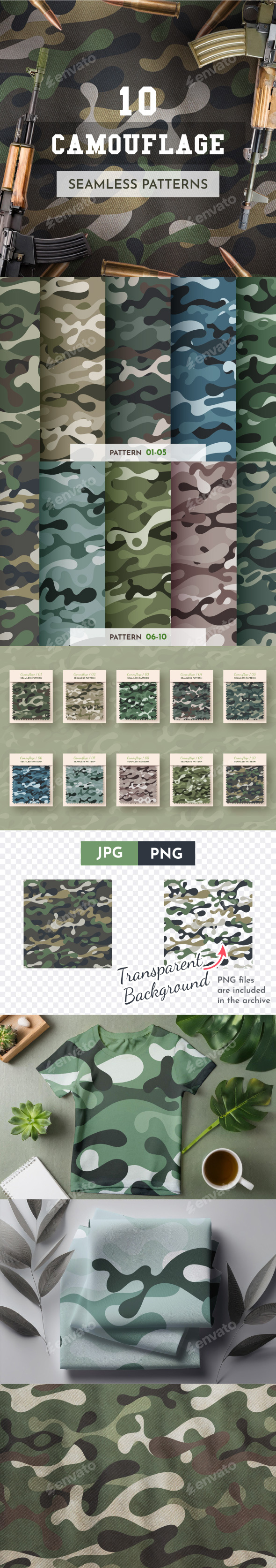 10 Seamless Camouflage Patterns