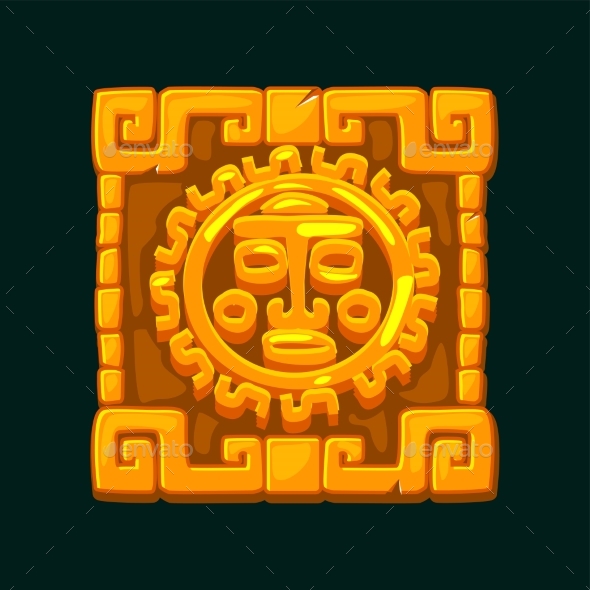Maya Symbol the Sun in a Stone Frame