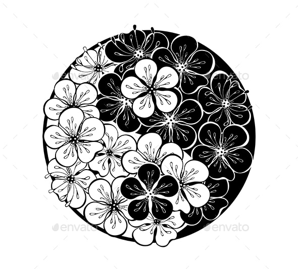 Yin Yang with Contour Sakura