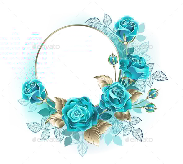Round Frame with Turquoise Roses