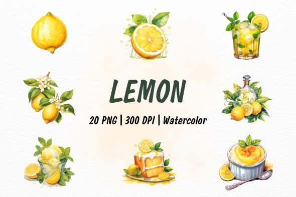 Watercolor Lemon Clipart