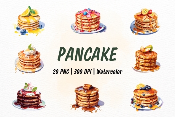 Watercolor Sweet Pancake Clipart