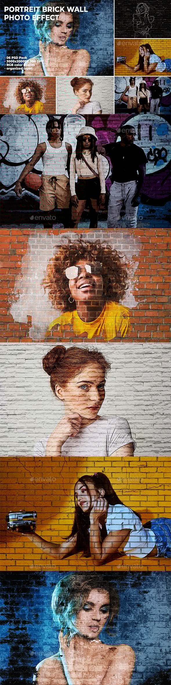 Portreit Brick Wall Photo Effect