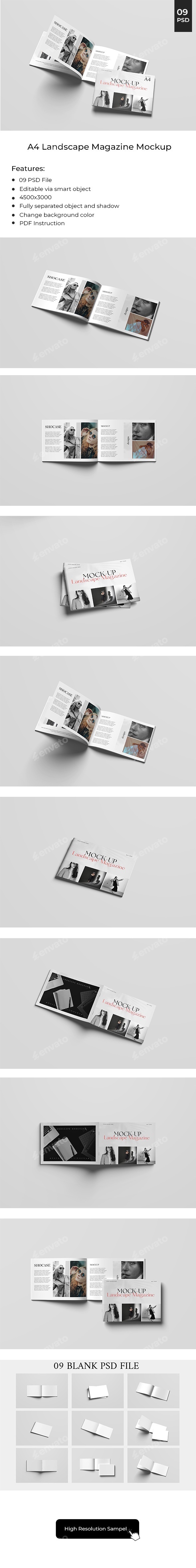A4 Landscape Magazine Mockup