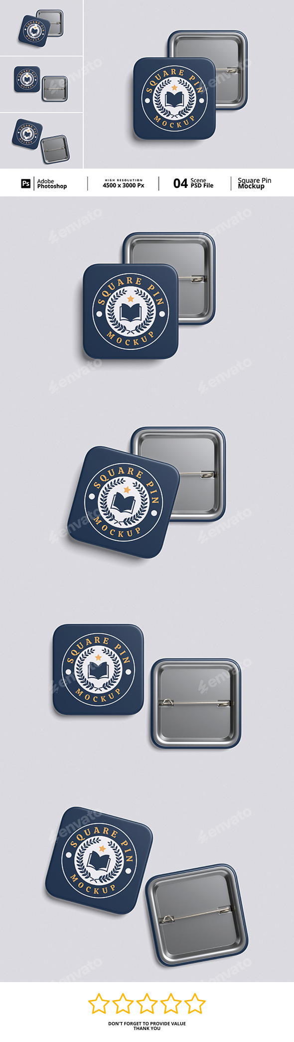 Square Pin Mockup Bundle Set