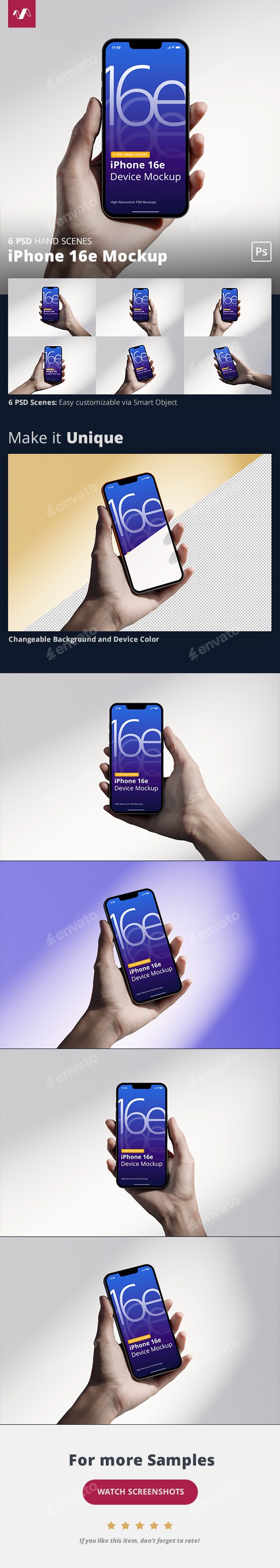 iPhone 16e Mockup Hand Scenes