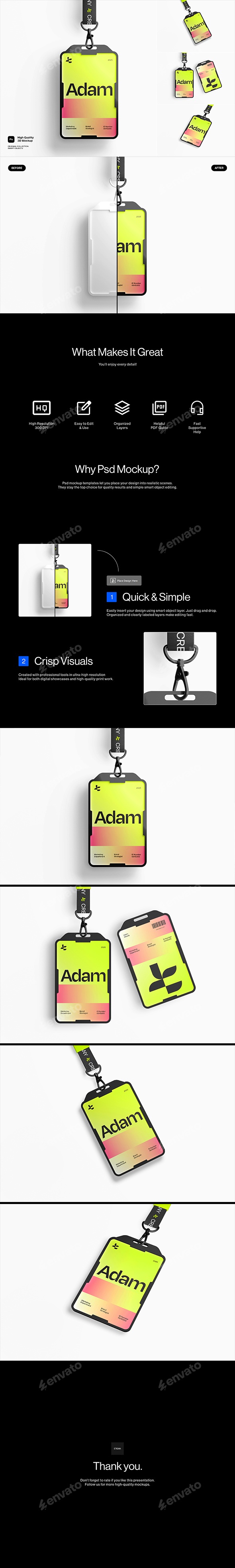 ID Card Lanyard Mockup