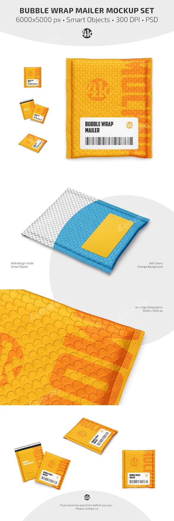 Bubble Wrap Mailer Mockup Set