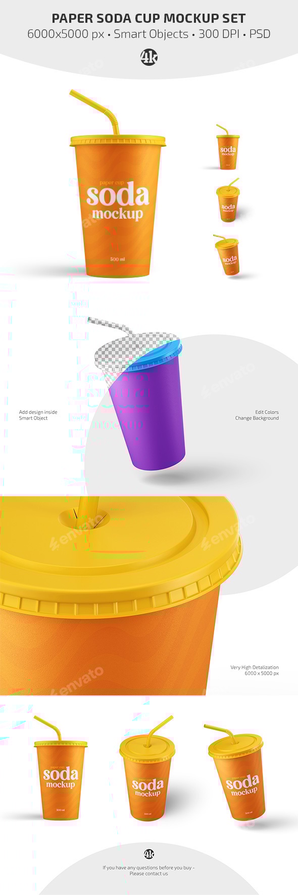 Paper Soda Cup Mockup Set