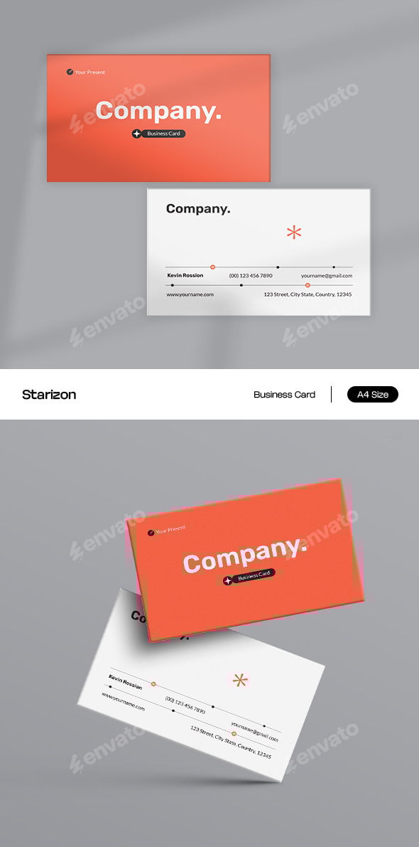 White Orange Modern Real Estate Company Business Card