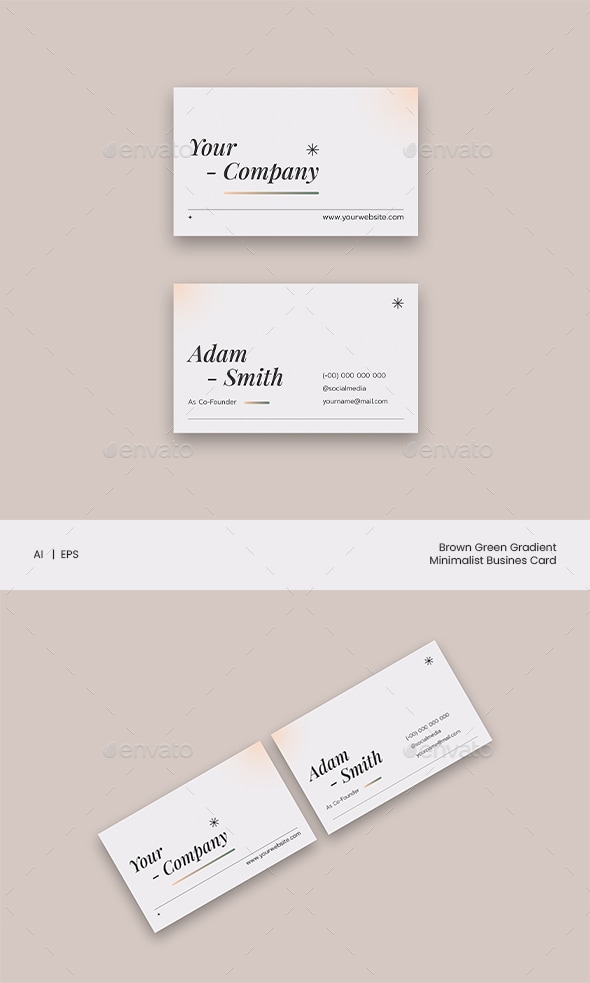 Brown Green Gradient Minimalist Business Card