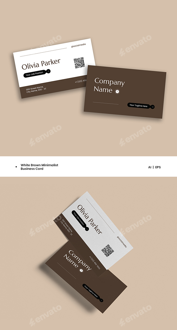 White Brown Minimalist Business Card