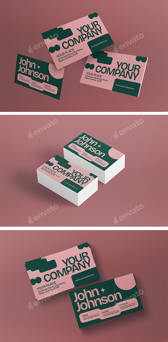 Pink Green Utilitarian Business Card