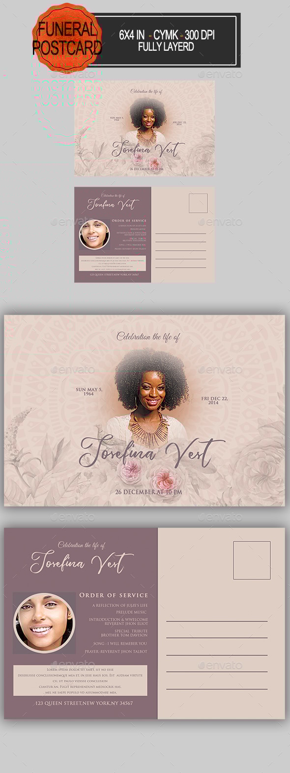 Funeral Program Postcard